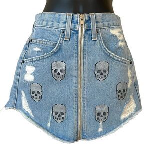 Carmar Beatrice Skull Patch Zip Front Skirt 24